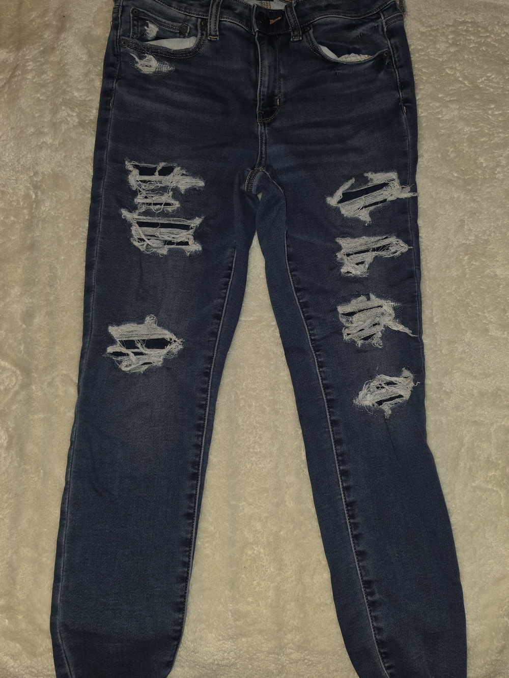 American Eagle Outfitters Dark Blue Distressed Skinny Jeans